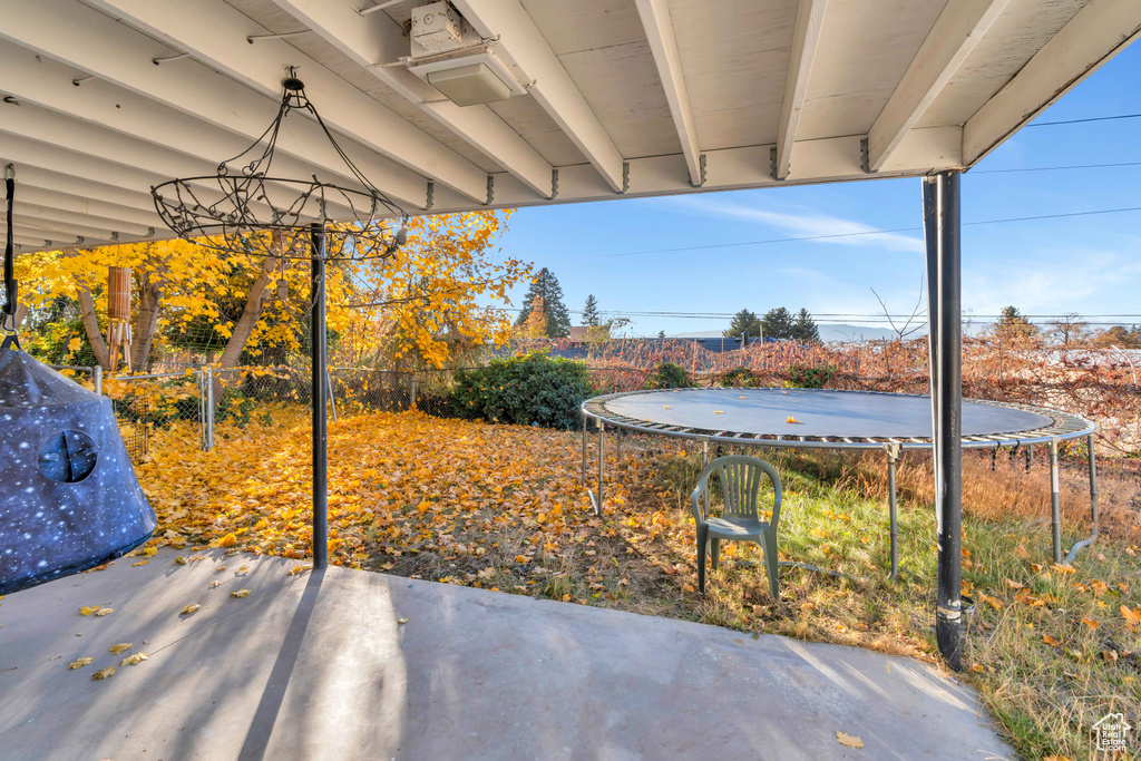 View of patio / terrace with a trampoline