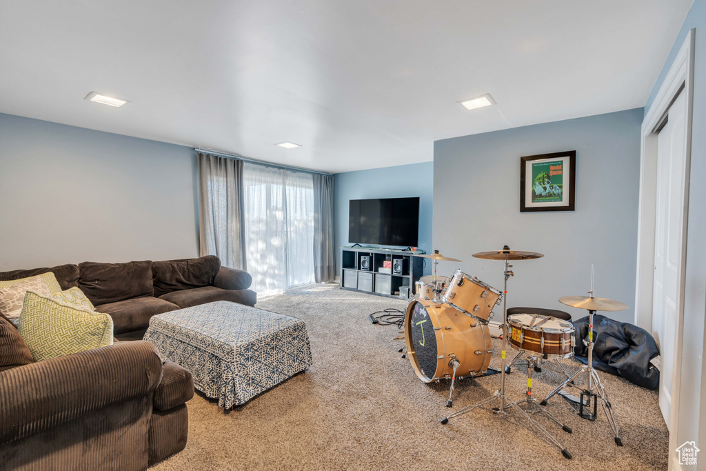 View of carpeted living room