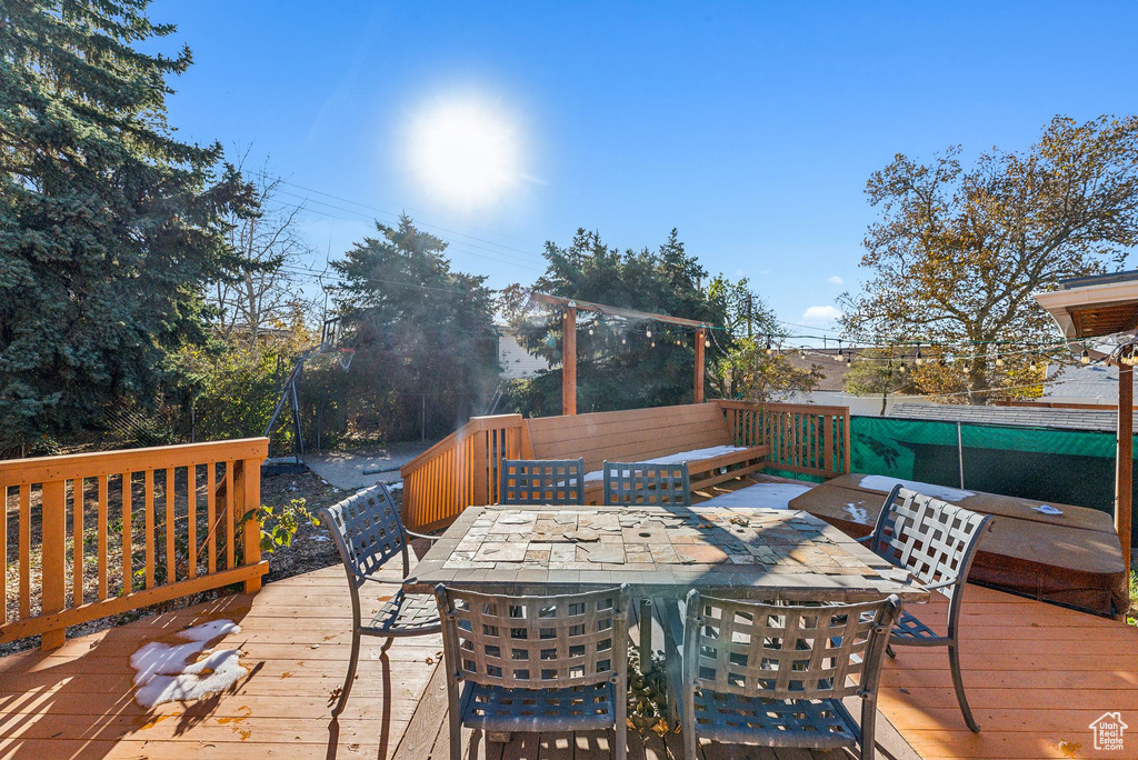 View of wooden deck