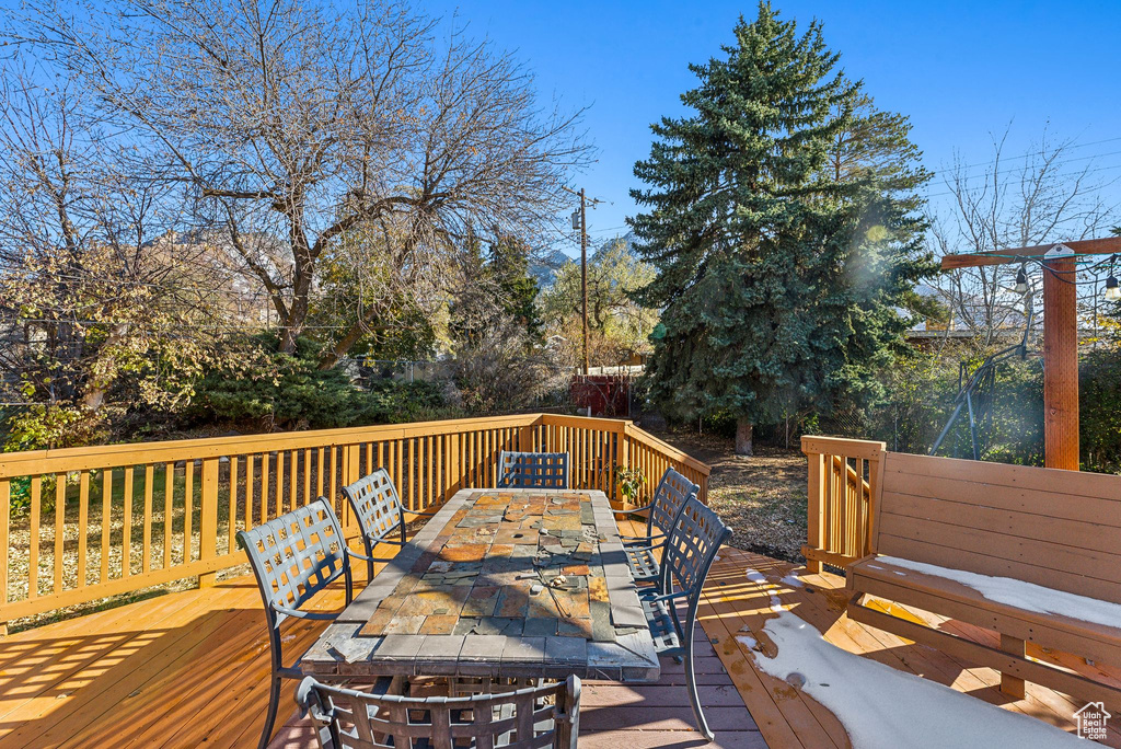 View of wooden deck