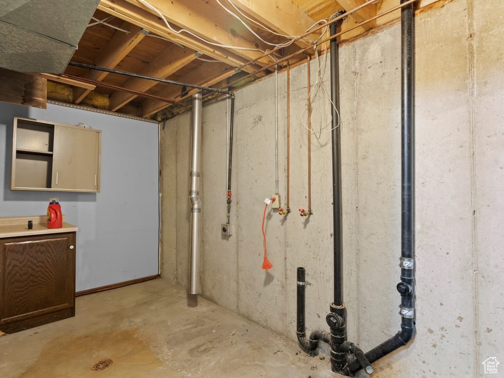 View of unfinished basement