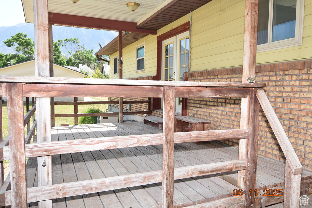 Wooden deck with french doors