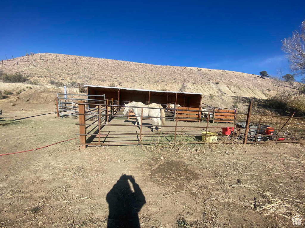 Exterior space with a mountain view and a rural view