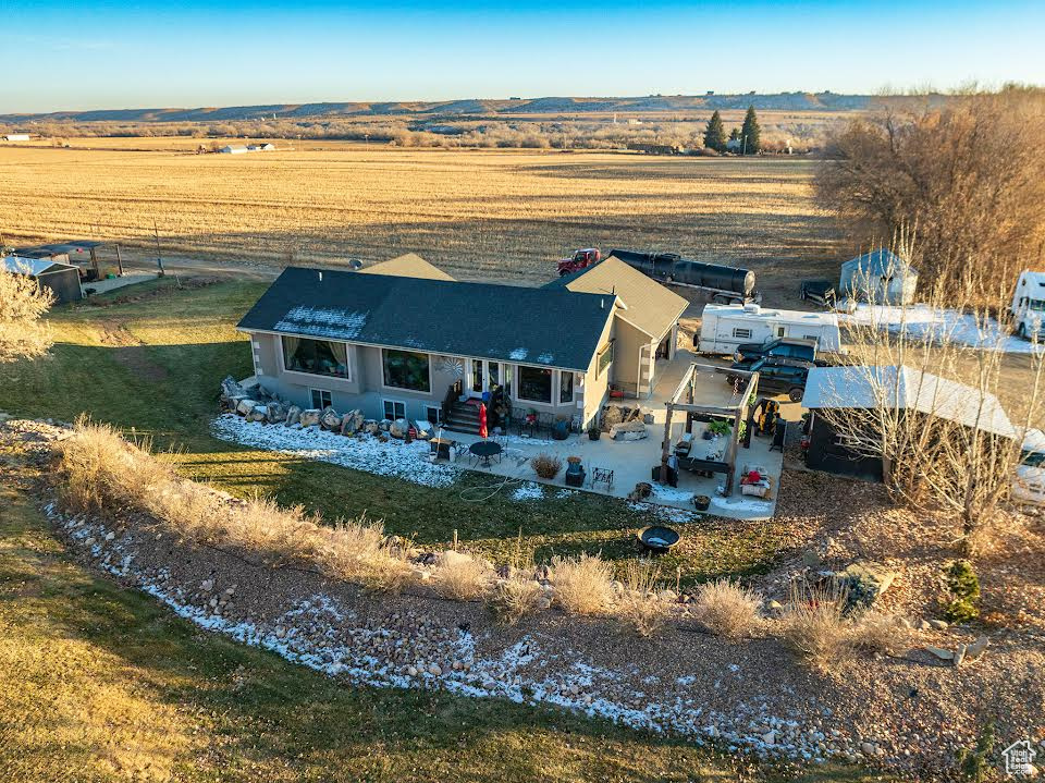 Aerial view featuring a rural view