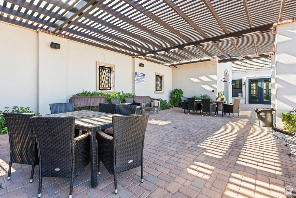 View of patio featuring a pergola