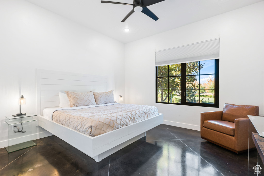 Bedroom featuring ceiling fan