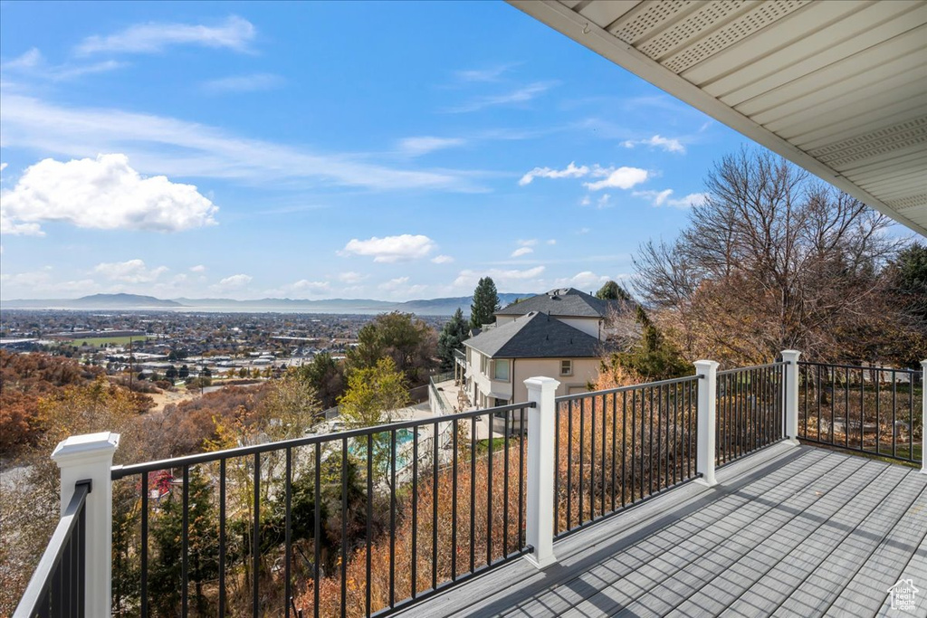 Balcony with a mountain view