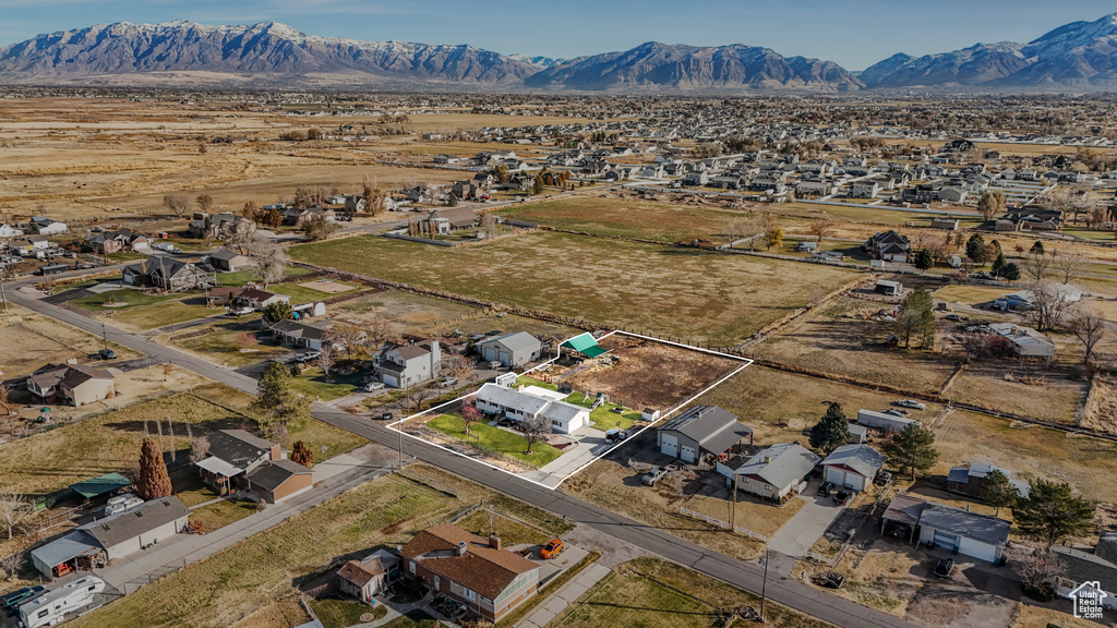 Aerial view featuring a mountain view