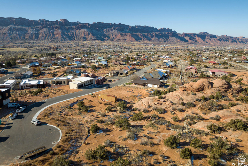Aerial view featuring a mountain view