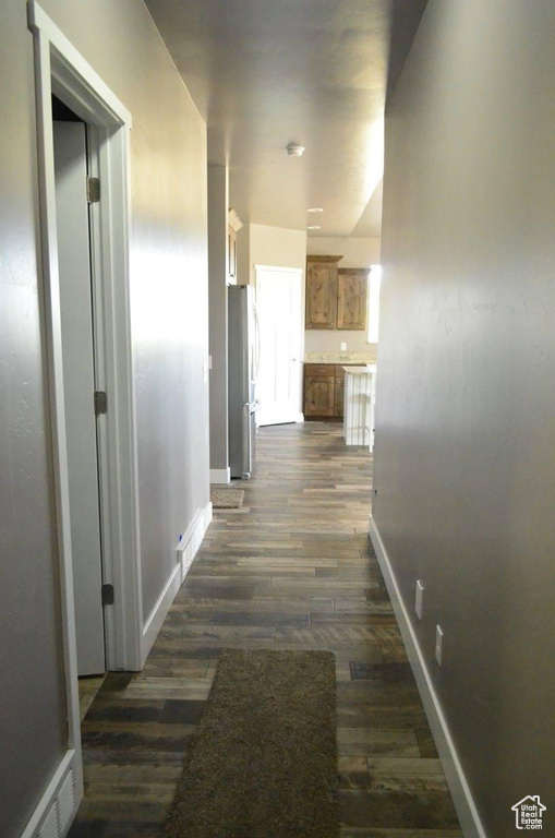 Hallway featuring dark hardwood / wood-style floors