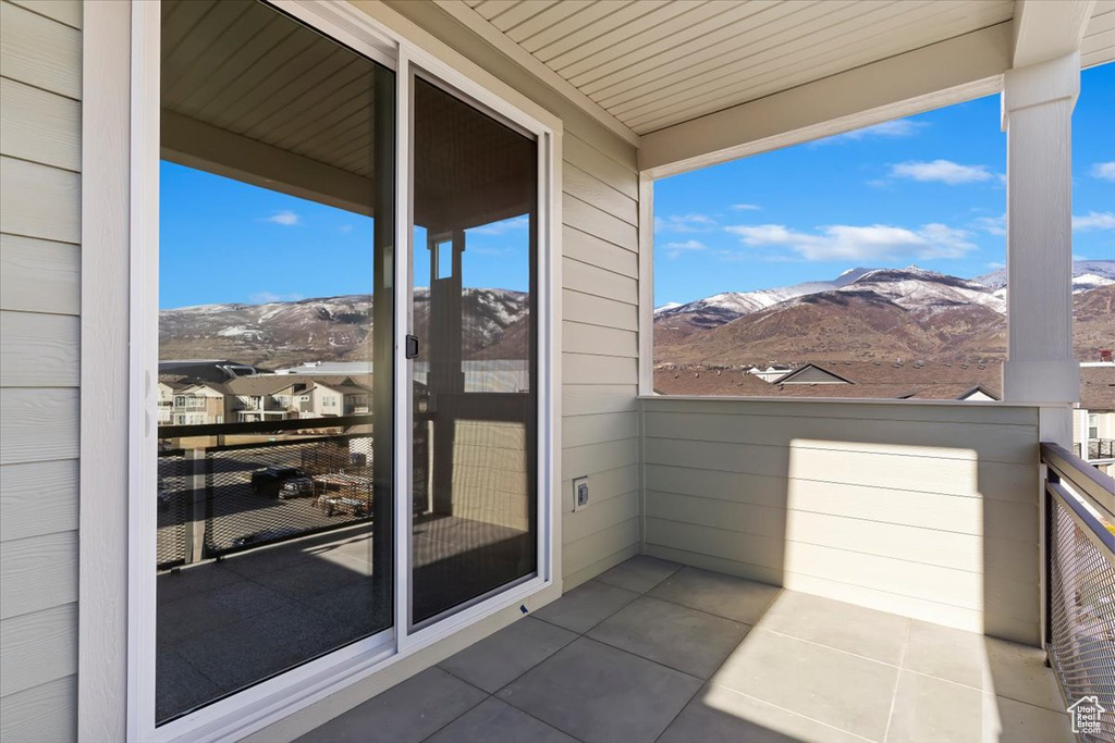 Balcony with a mountain view