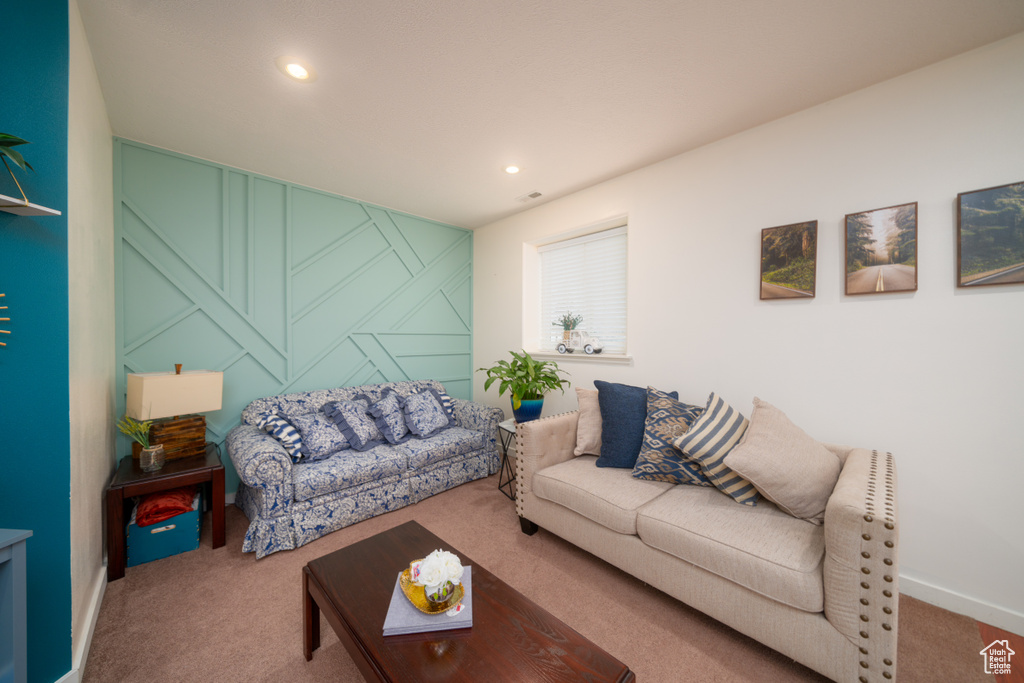 View of carpeted living room