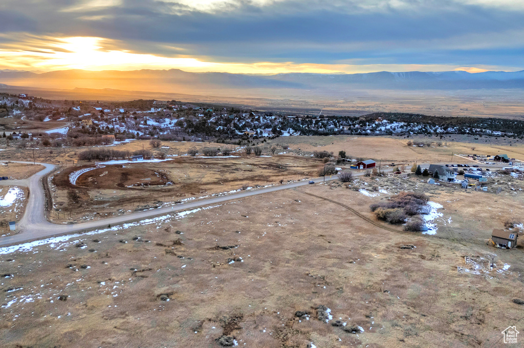 View of aerial view at dusk