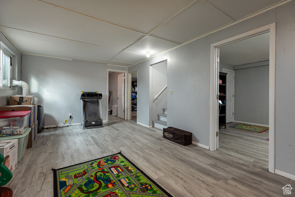 Playroom featuring light hardwood / wood-style floors