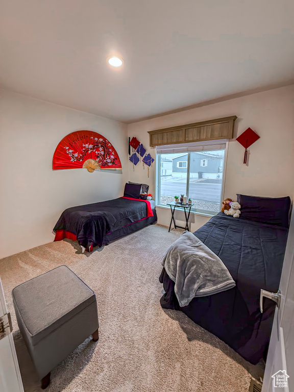 Bedroom with carpet floors