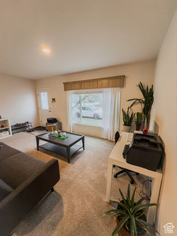 View of carpeted living room