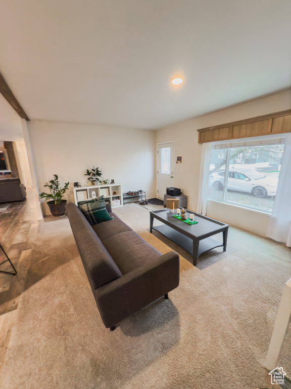 View of carpeted living room