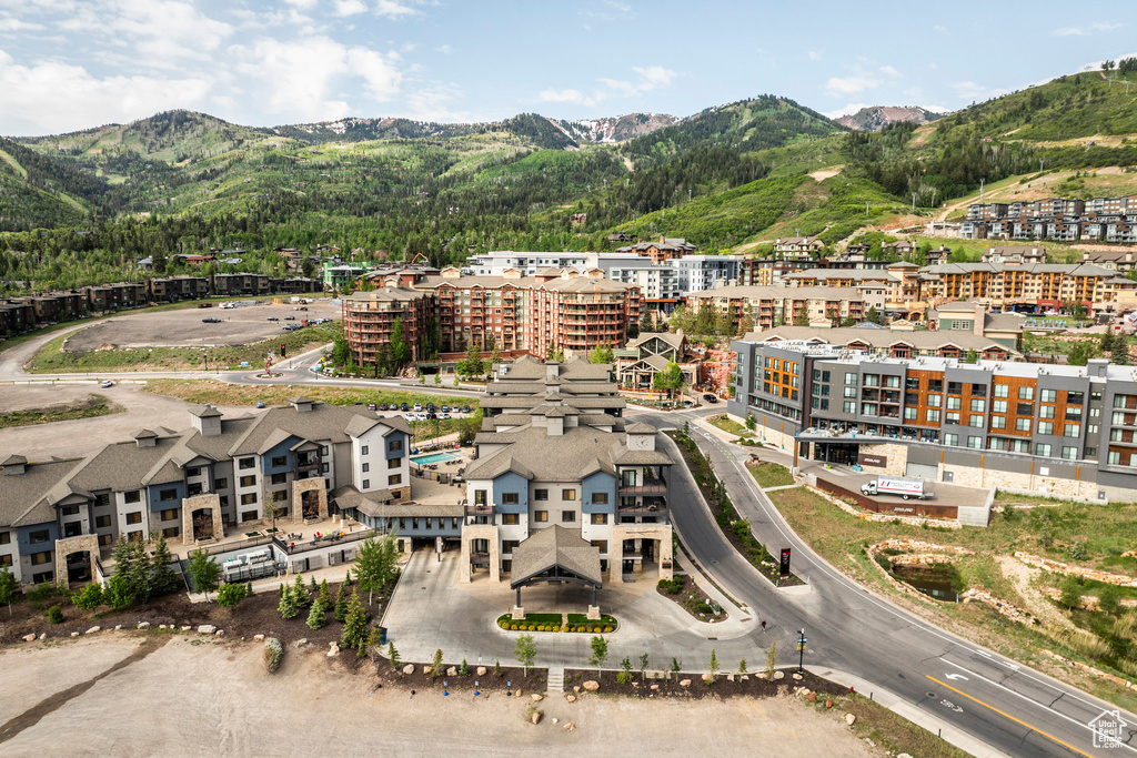 Bird's eye view of a mountain backdrop