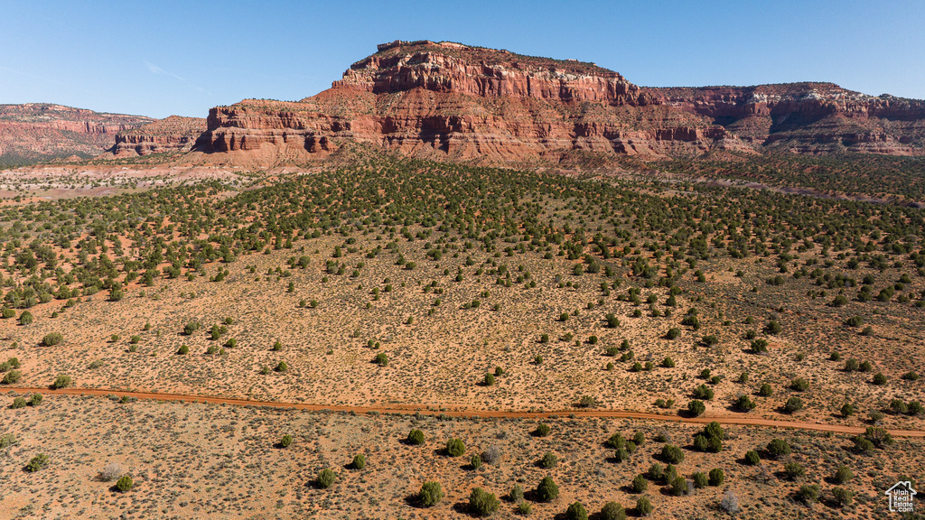 View of mountain background with a desert landscape and rural landscape
