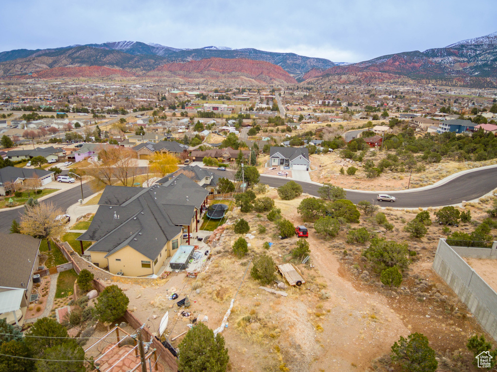 Drone / aerial view with a mountain view