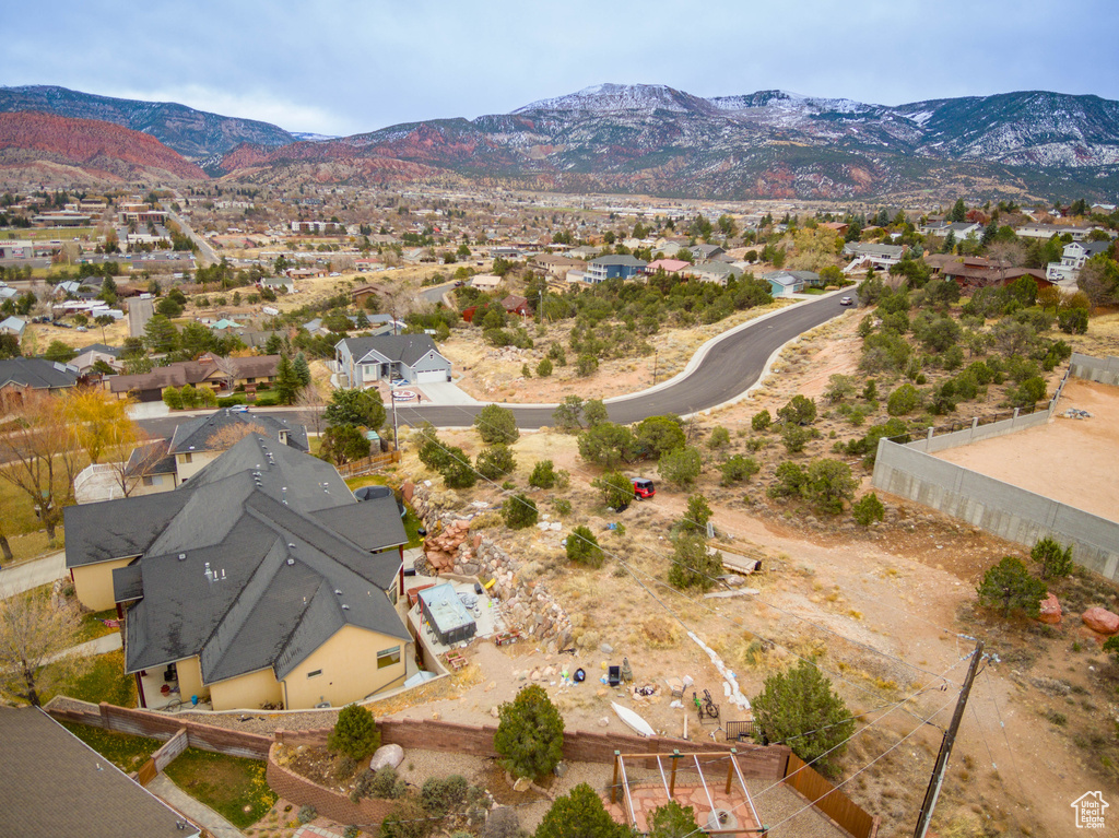 Drone / aerial view with a mountain view