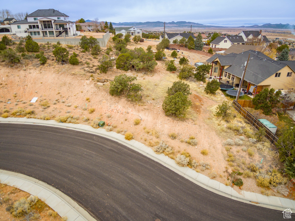 Drone / aerial view with a mountain view