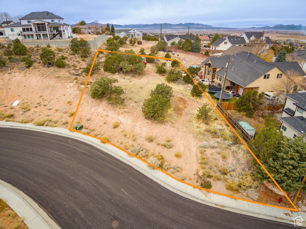 Bird's eye view featuring a mountain view