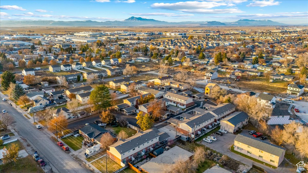 Aerial view featuring a mountain view