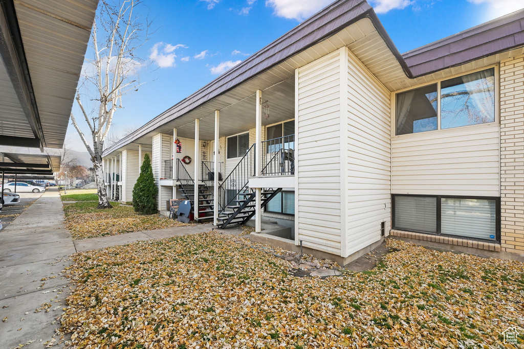 Exterior space with covered porch