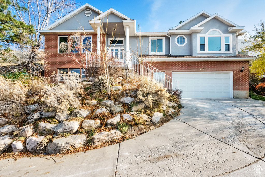 View of front of house with a garage