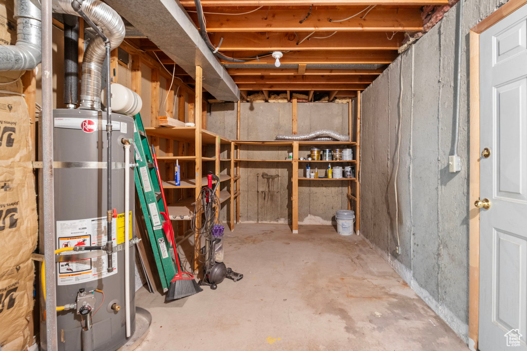 Basement with secured water heater