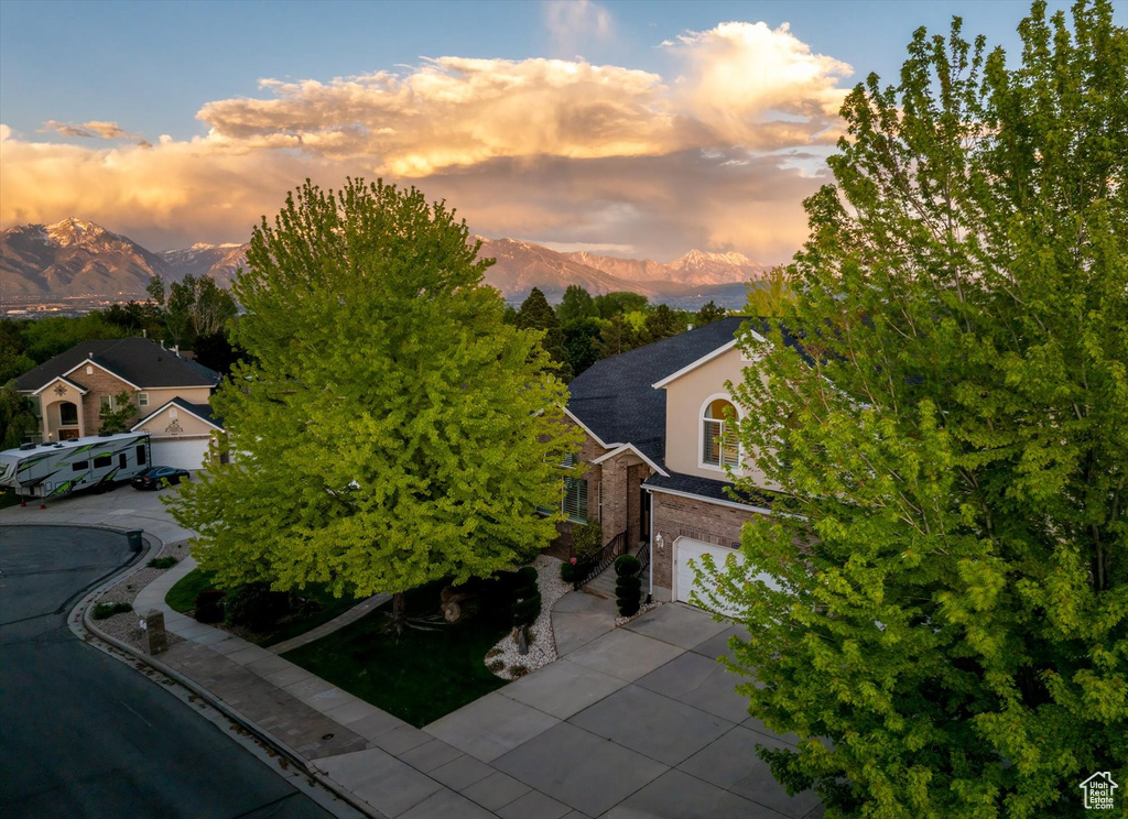 View from above of property with mountains