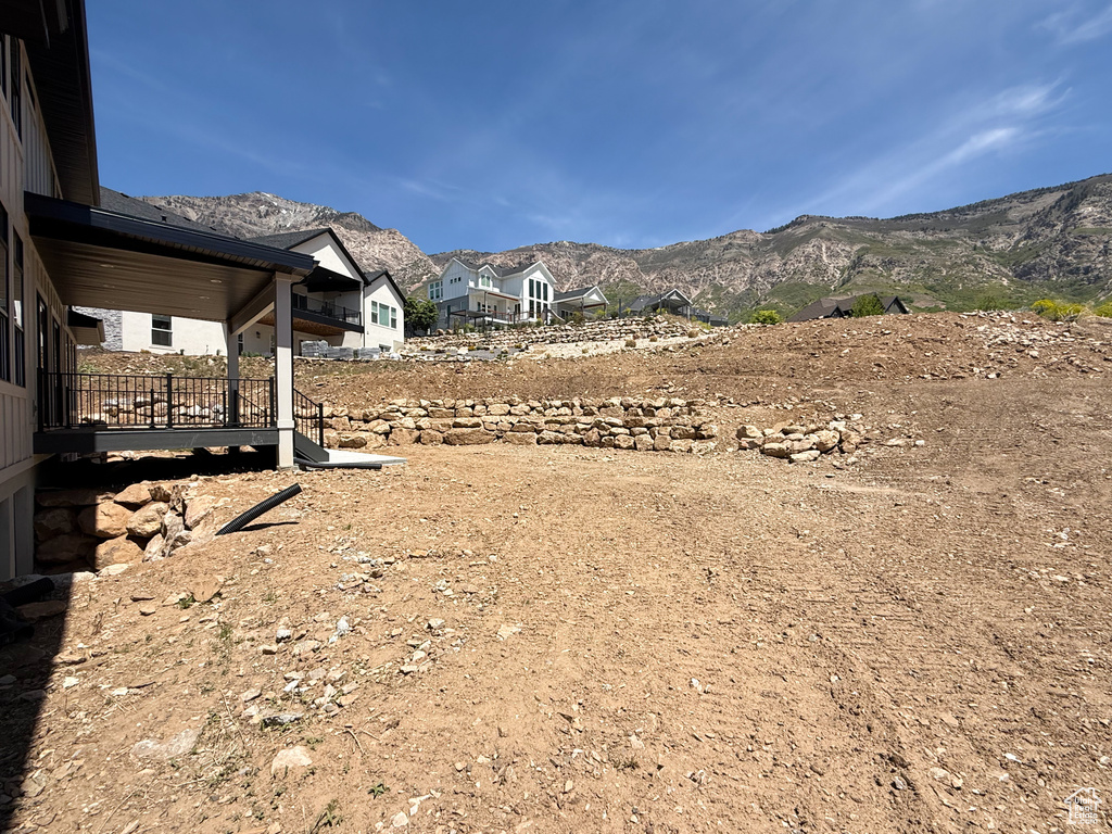 View of yard with a mountain view
