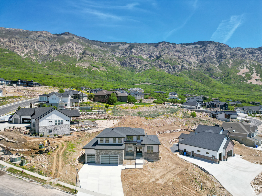 View of mountain backdrop with nearby suburban area