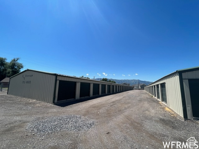 Exterior space with a mountain view