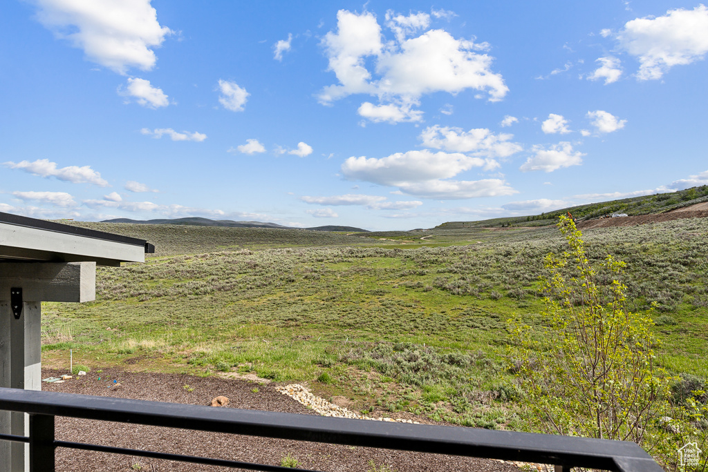 View of yard with a mountain view