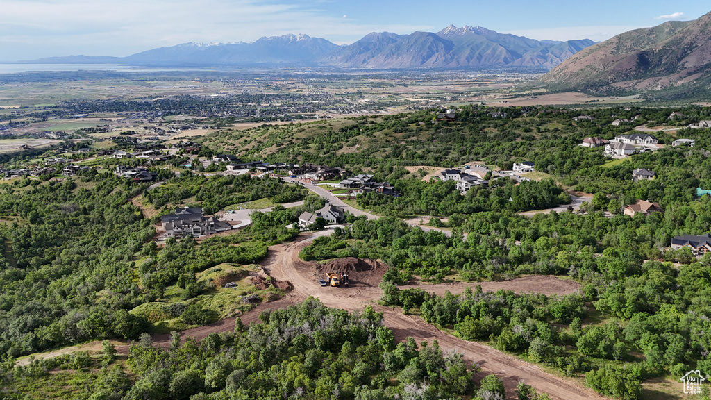 Drone / aerial view featuring a mountain view