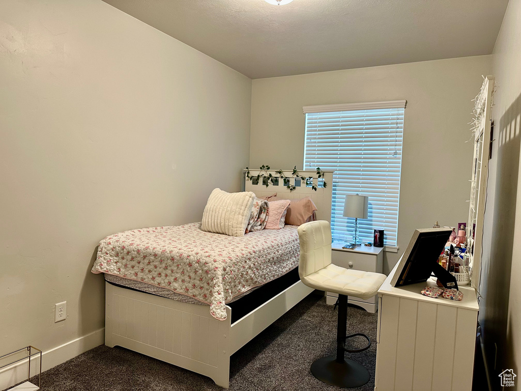 Carpeted bedroom with multiple windows