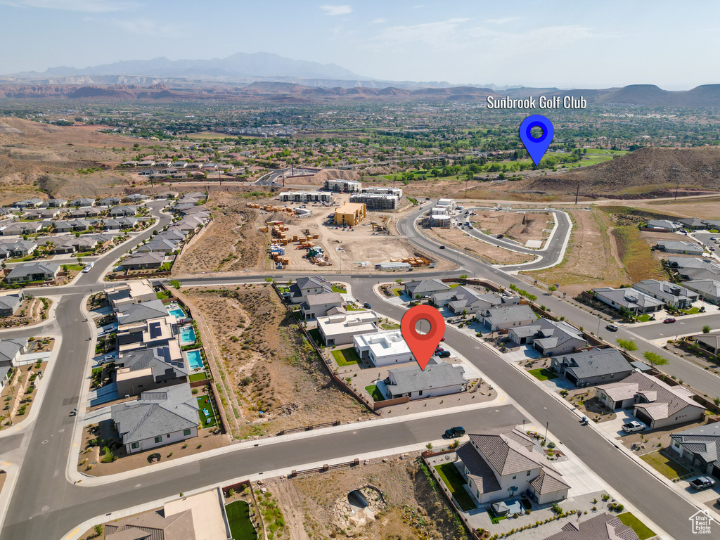Bird\'s eye view featuring a mountain view