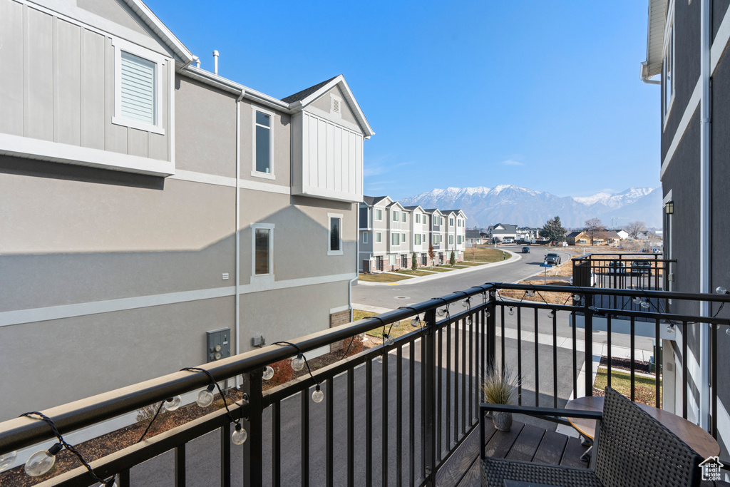 Balcony with a mountain view