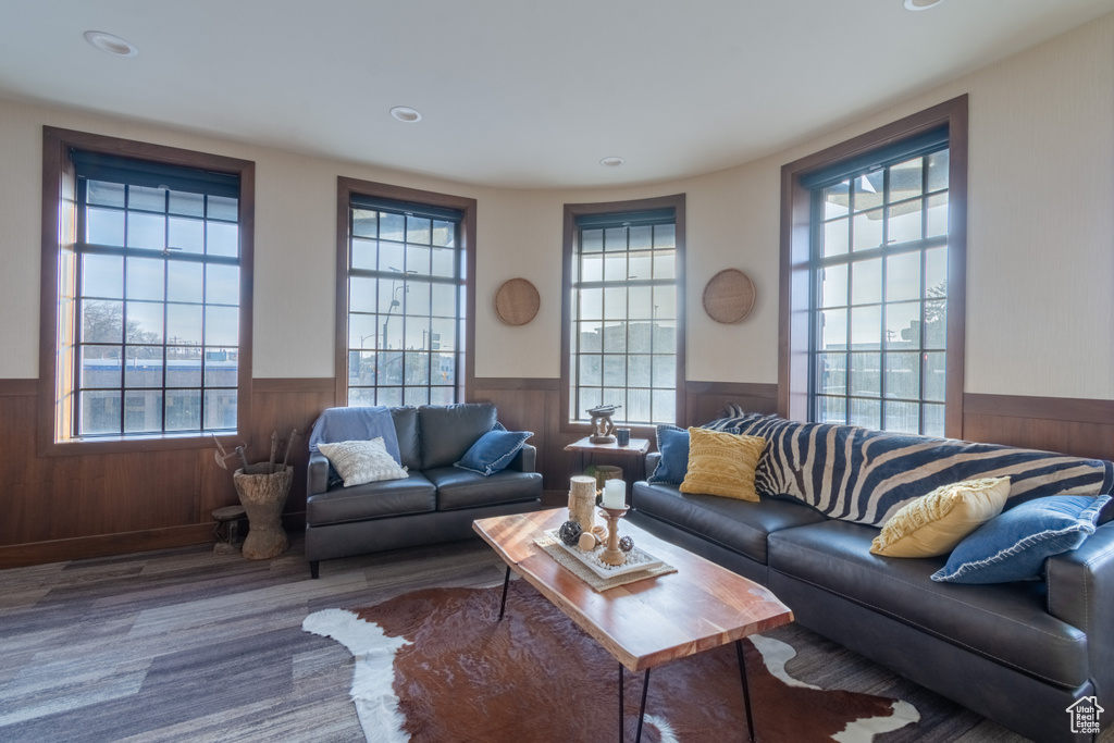 Living room featuring wood-type flooring