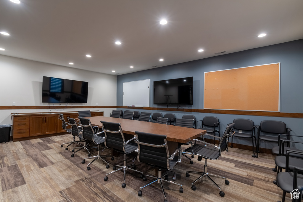 Interior space with light hardwood / wood-style flooring