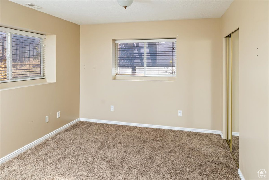 Empty room featuring carpet and a healthy amount of sunlight