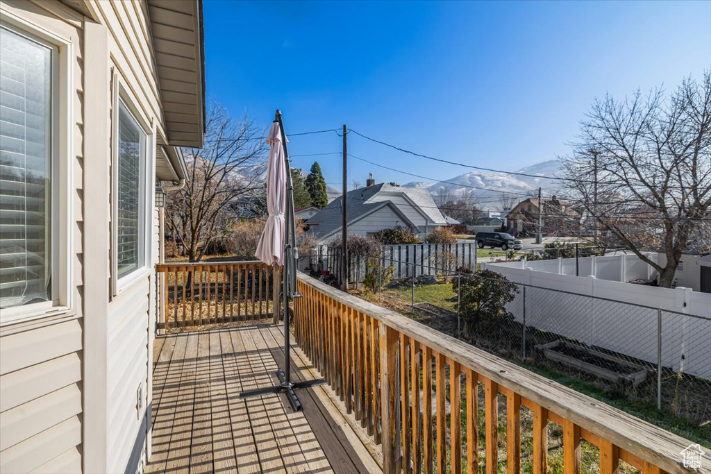 Balcony with a mountain view