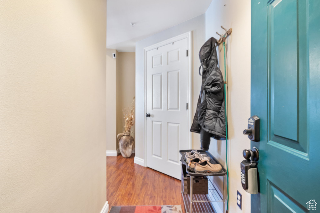 Interior space featuring dark hardwood / wood-style floors