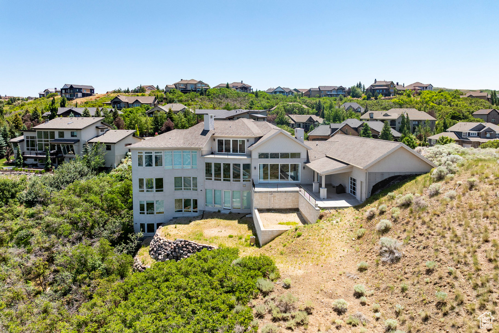 Aerial perspective of suburban area