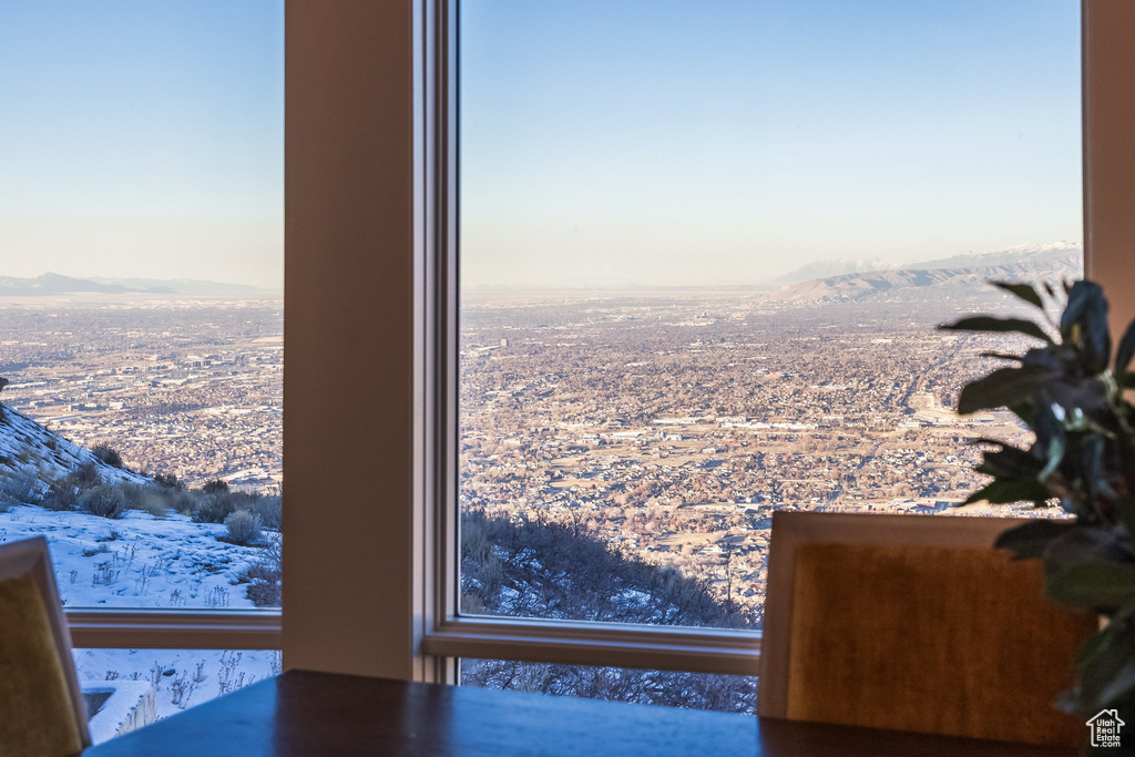 Dining area view of a mountain backdrop