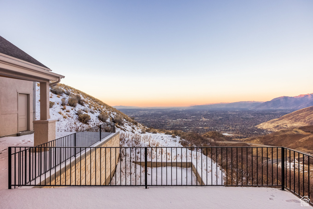 Exterior space with a mountain view