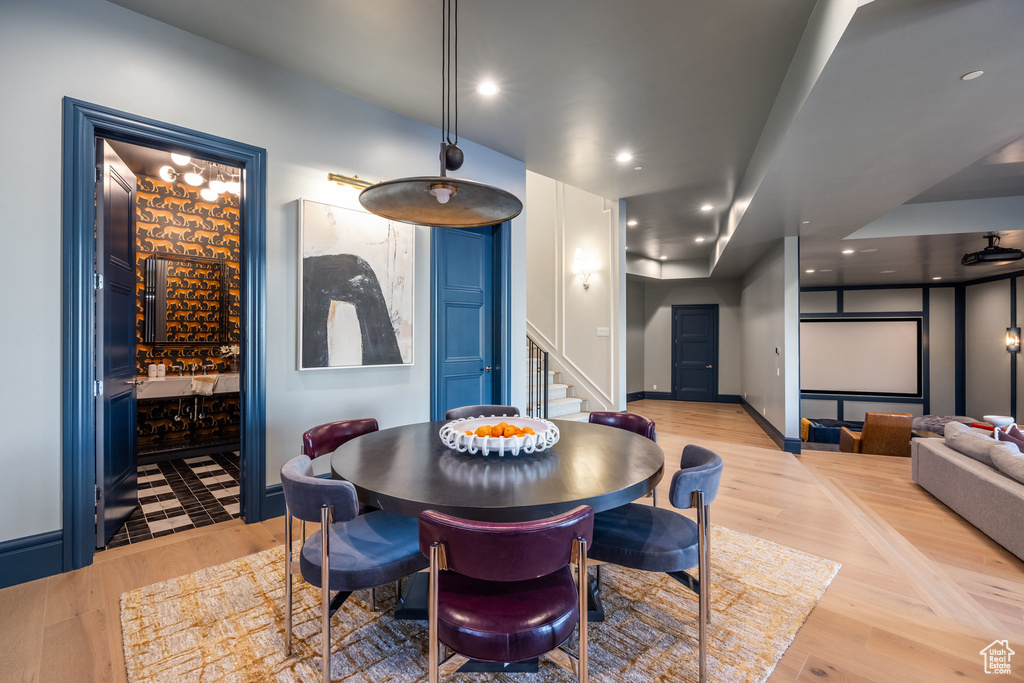 Dining area featuring light hardwood / wood-style floors