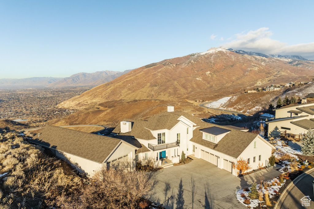 Drone / aerial view with a mountain view